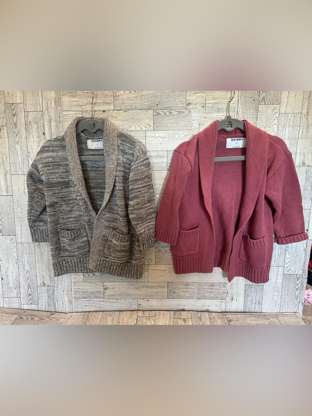2- Old Navy Kids Shawl Collar Cardigans - grey & Rose